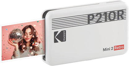 KODAK Mini 2 Retro 2X3 Portable Photo Printer, 8 Sheets, Bluetooth Smartphone Printer for Iphone & Android, Instant Color Prints, 4PASS Dye Sublimation, White