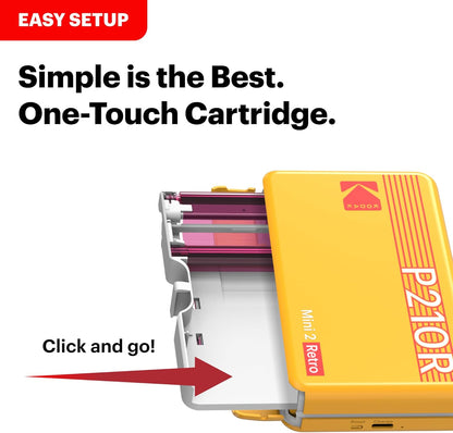 KODAK Mini 2 Retro 2X3 Portable Photo Printer, 8 Sheets, Bluetooth Smartphone Printer for Iphone & Android, Instant Color Prints, 4PASS Dye Sublimation, White